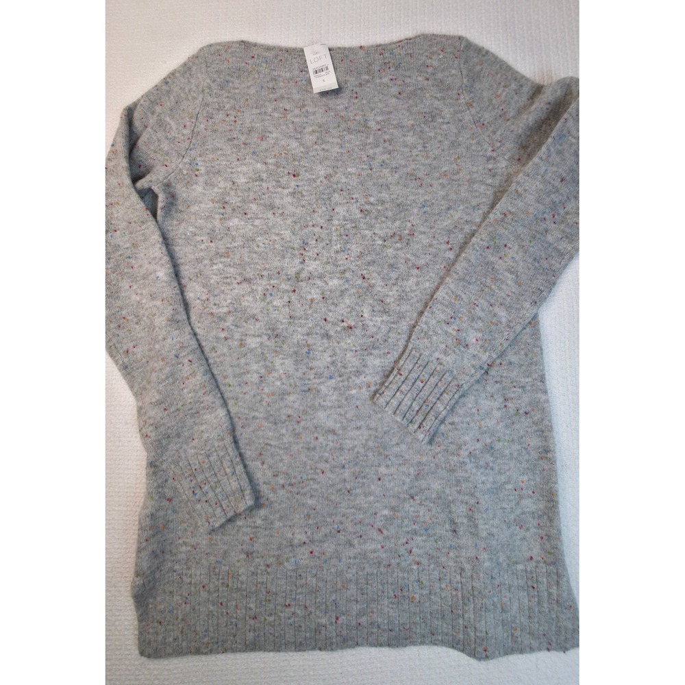 Loft Sweater Womens S Gray Confetti Knit Boatneck Nwt